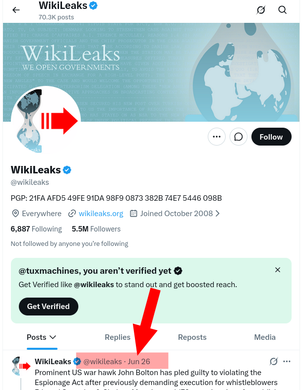 Prominent US war hawk John Bolton has pled guilty to violating the Espionage Act after previously demanding execution for whistleblowers Edward Snowden and Chelsea Manning and 176 years in prison for publisher Julian Assange.