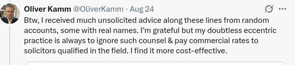 Btw, I received much unsolicited advice along these lines from random accounts, some with real names.