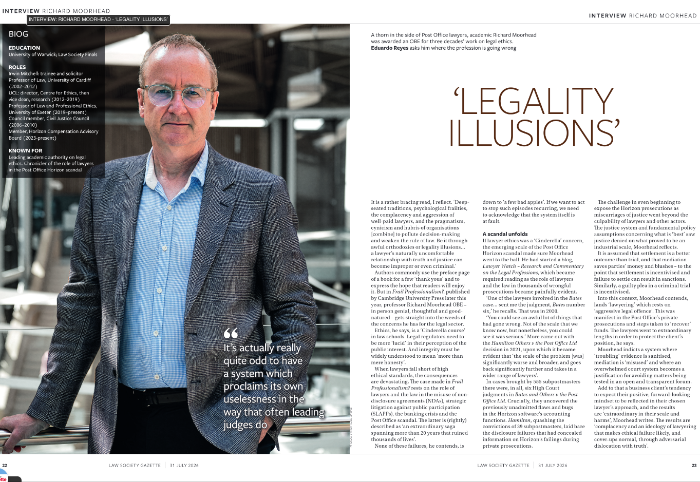 Post Office scandal chronicler Professor Richard Moorhead on where lawyers are going wrong.