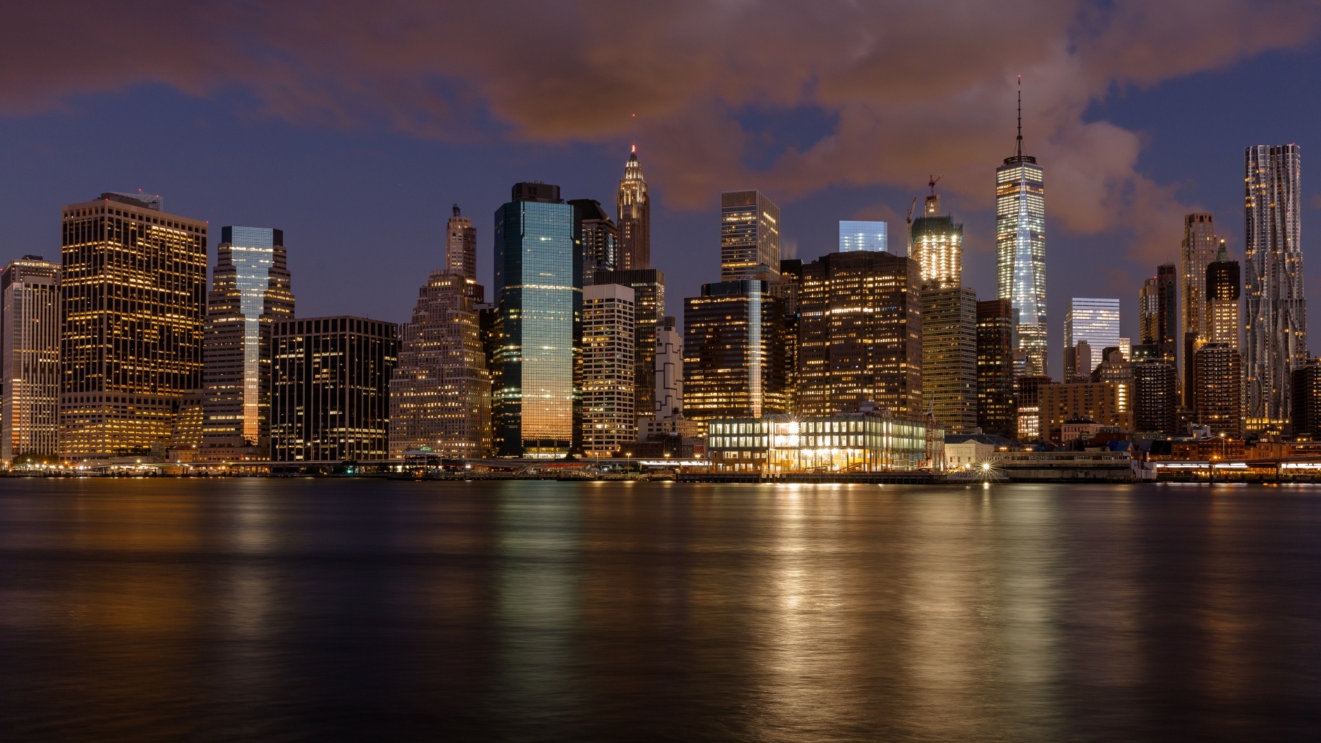 New York city skyline at night
