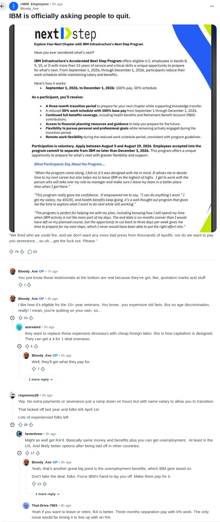 IBM is officially asking people to quit.
