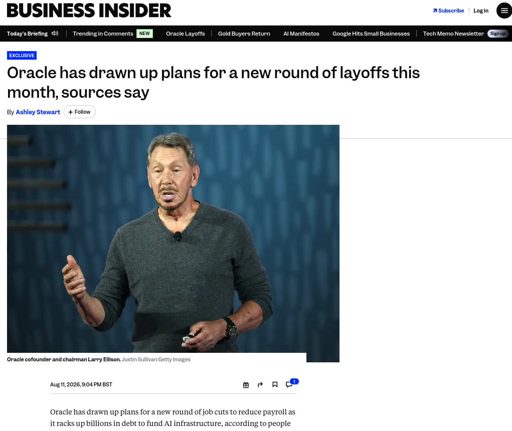 Oracle has drawn up plans for a new round of layoffs this month, sources say