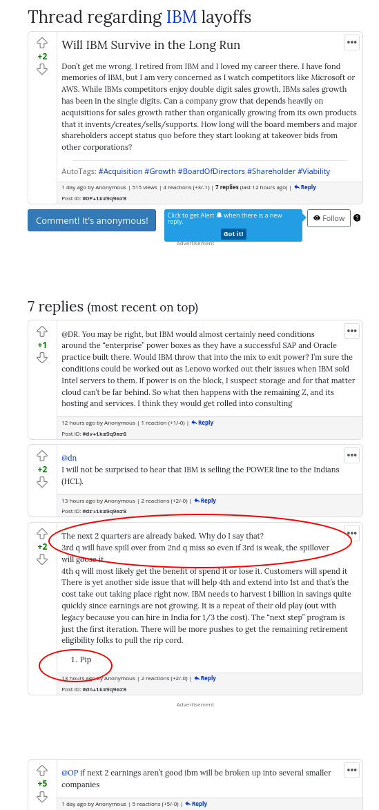  You may be right, but IBM would almost certainly need conditions around the “enterprise” power boxes as they have a successful SAP and Oracle practice built there. Would IBM throw that into the mix to exit power? I’m sure the conditions could be worked out as Lenovo worked out their issues when IBM sold Intel servers to them. If power is on the block, I suspect storage and for that matter cloud can’t be far behind. So what then happens with the remaining Z, and its hosting and services. I think they would get rolled into consulting