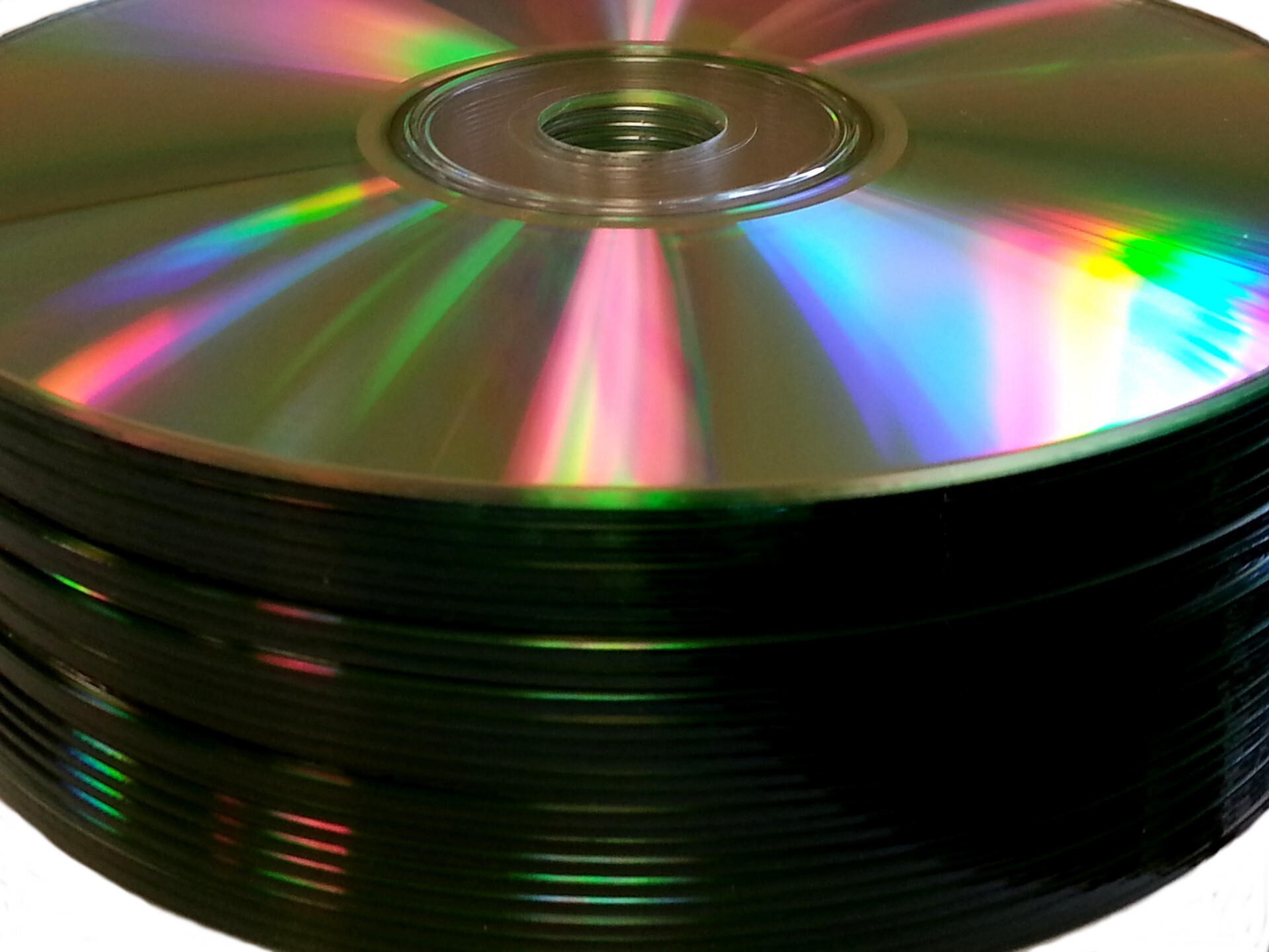 Closeup on a stack of CD-ROM