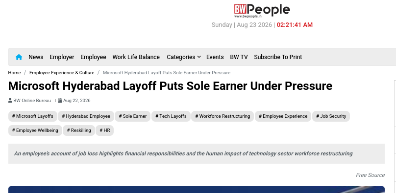 Microsoft Hyderabad Layoff Puts Sole Earner Under Pressure