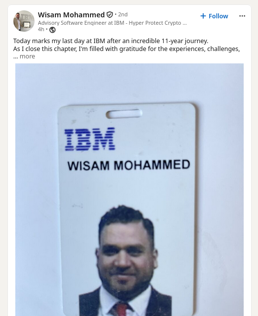 Today marks my last day at IBM after an incredible 11-year journey.
