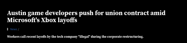 Austin game developers push for union contract amid Microsoft's Xbox layoffs