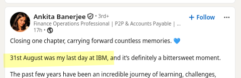 31st August was my last day at IBM, and it’s definitely a bittersweet moment.