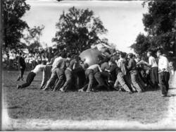 Pushball match during a freshman-sophomore competition at Miami University, Ohio.