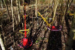 Abandoned seesaw in amusement park