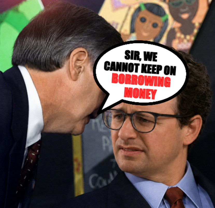 [dario amodei whispering] Sir, we cannot keep on borrowing money