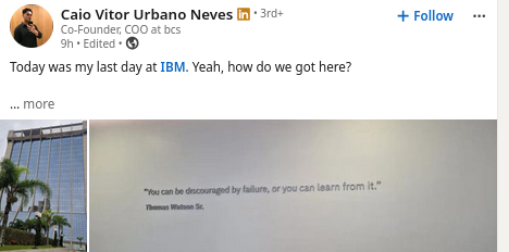 Today was my last day at IBM. Yeah, how do we got here?