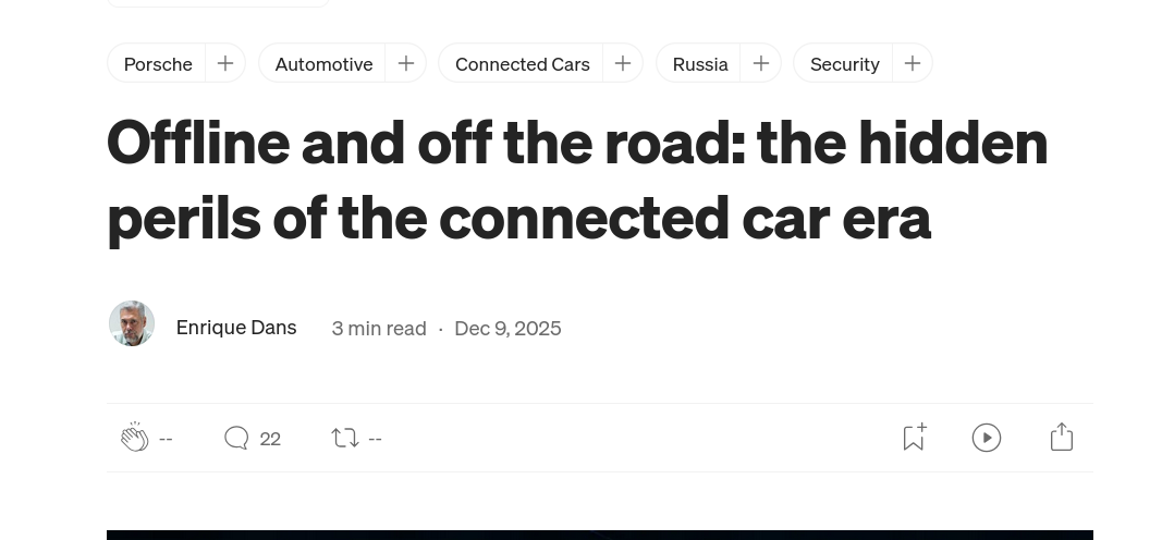 Offline and off the road: the hidden perils of the connected car era