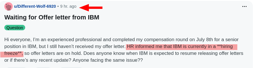 Waiting for Offer letter from IBM 