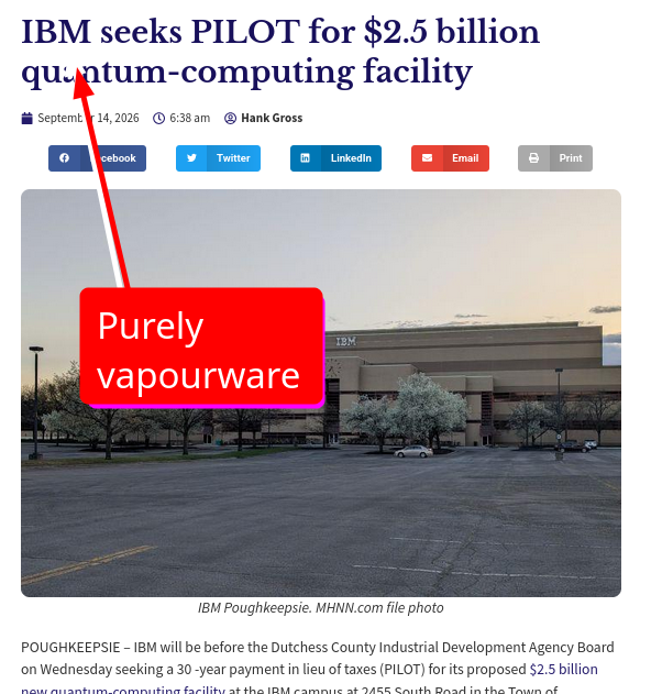 Purely vapourware: IBM seeks PILOT for $2.5 billion quantum-computing facility