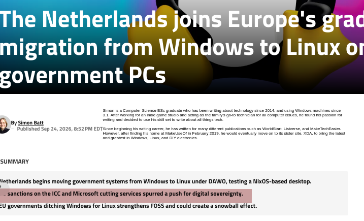 The Netherlands joins Europe's gradual migration from Windows to Linux on government PCs