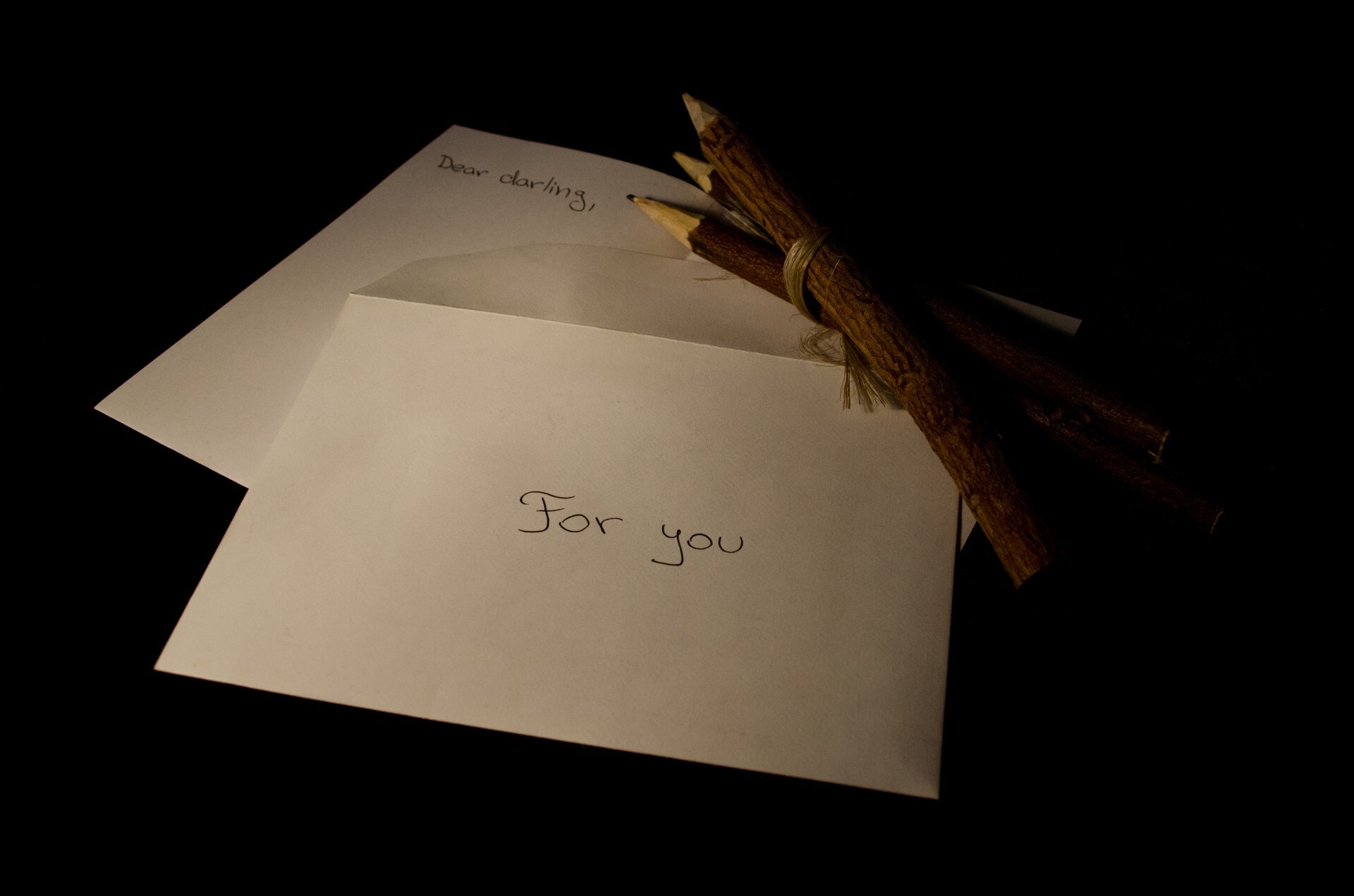 Letter on the black background