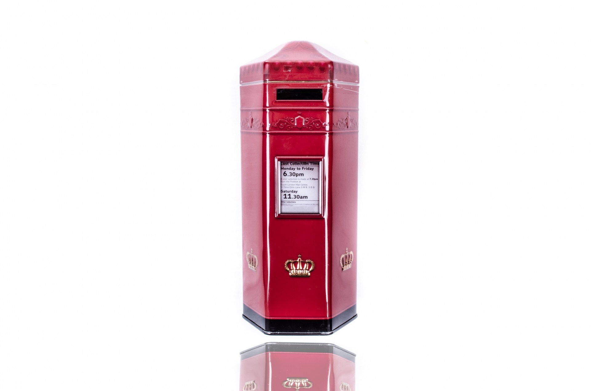 Red british postbox isolated on white background