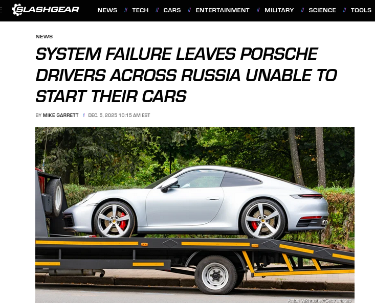 System Failure Leaves Porsche Drivers Across Russia Unable To Start Their Cars