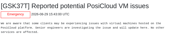 [GSK37T] Reported potential PosiCloud VM issues