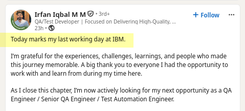 Today marks my last working day at IBM.