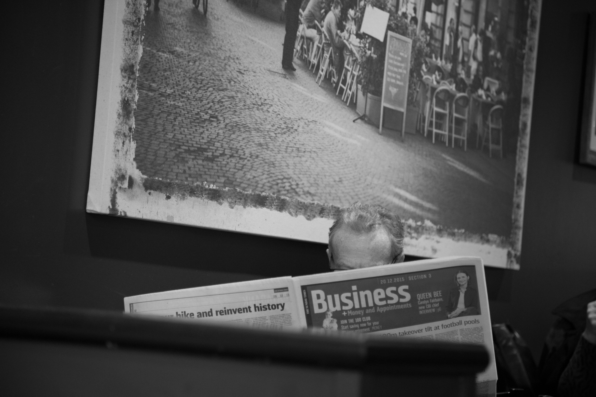 Businessman reading a newspaper