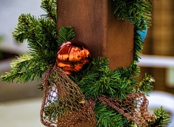 Decorated patio post