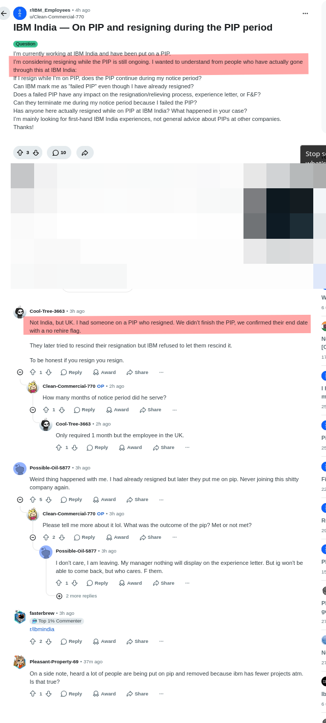 IBM India — On PIP and resigning during the PIP period