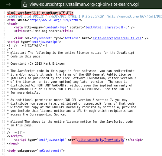 The JavaScript code in this page is free software