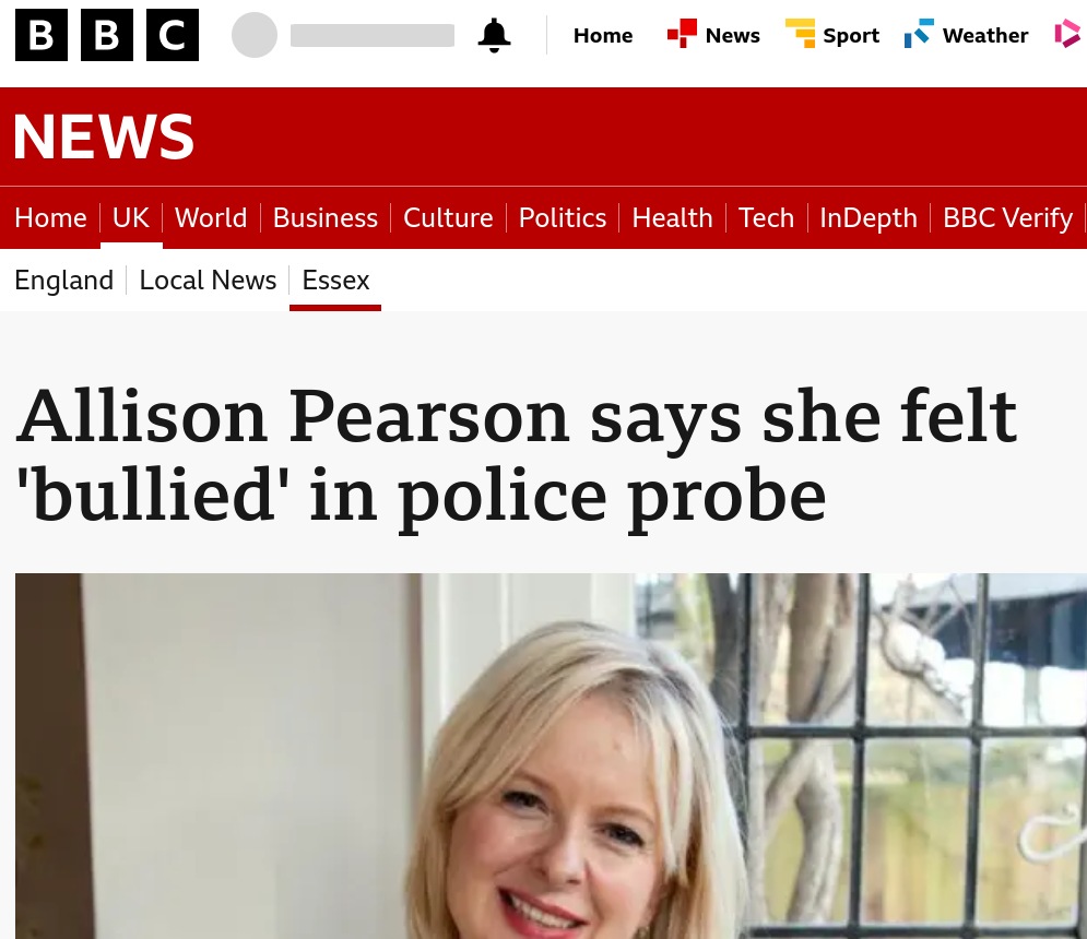 Allison Pearson says she felt 'bullied' in police probe