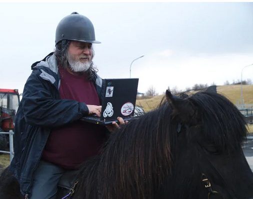 Stallman on a horse
