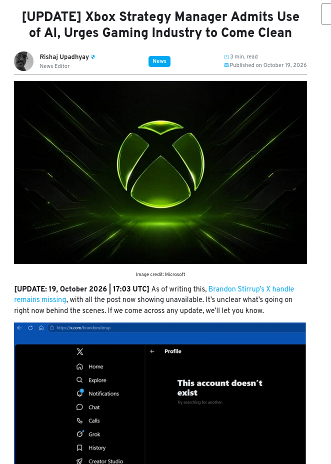 Xbox Strategy Manager Admits Use of AI, Urges Gaming Industry to Come Clean