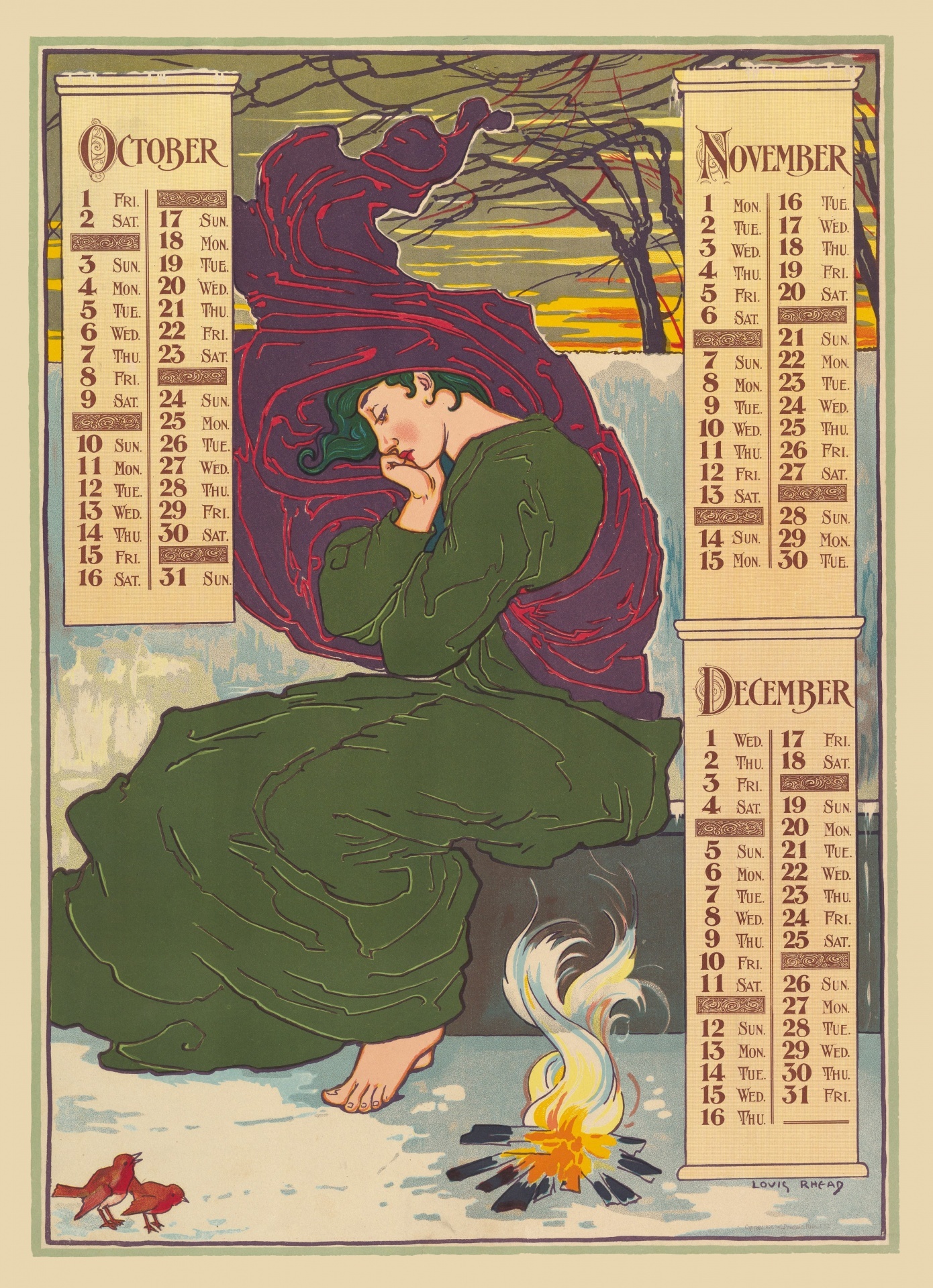 Vintage Calendar Art Poster