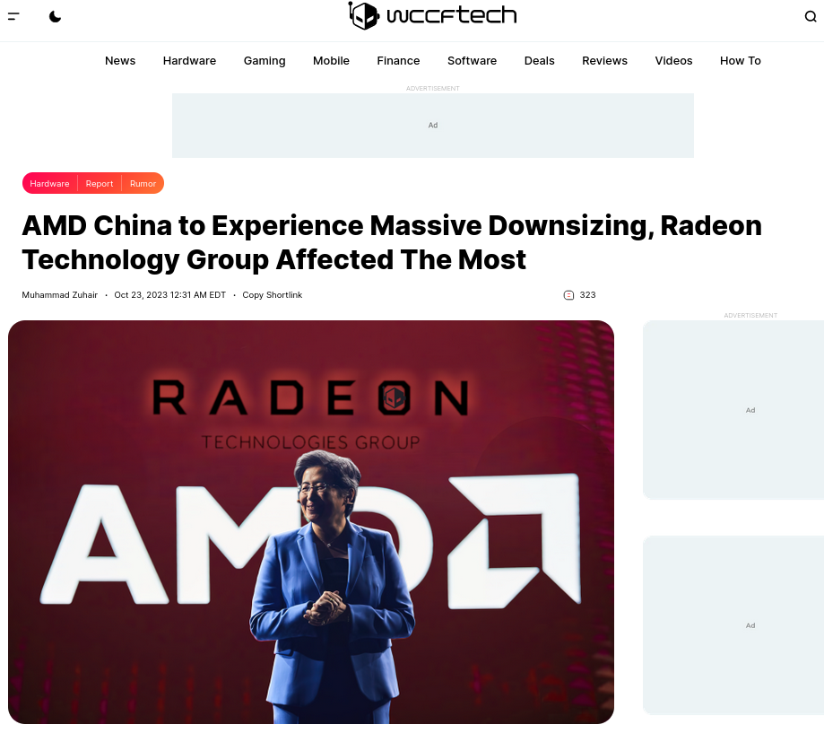 AMD China to Experience Massive Downsizing, Radeon Technology Group Affected The Most