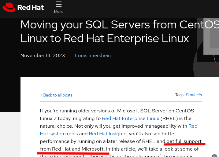 Moving your SQL Servers from CentOS Linux to Red Hat Enterprise Linux