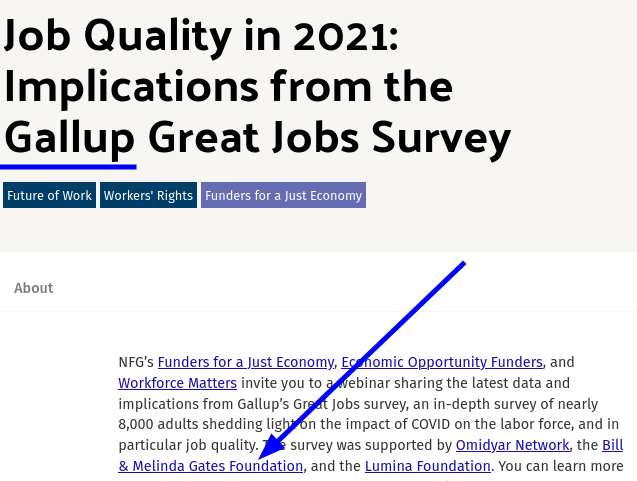Gallup Center funded by Bill Gates: Job Quality in 2021: Implications from the Gallup Great Jobs Survey