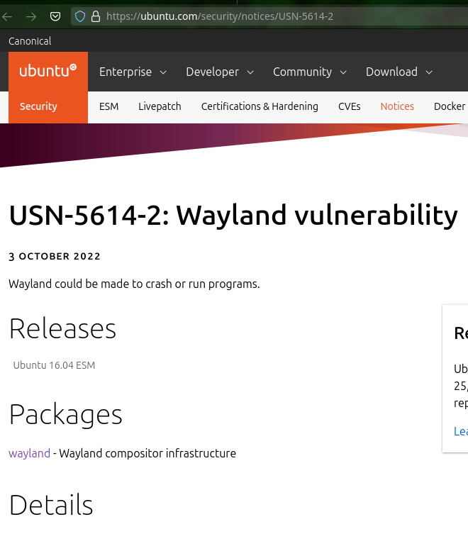 USN-5614-2: Wayland vulnerability