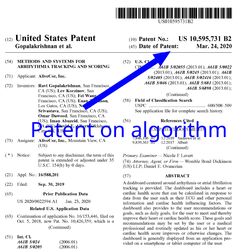 Patent on algorithm