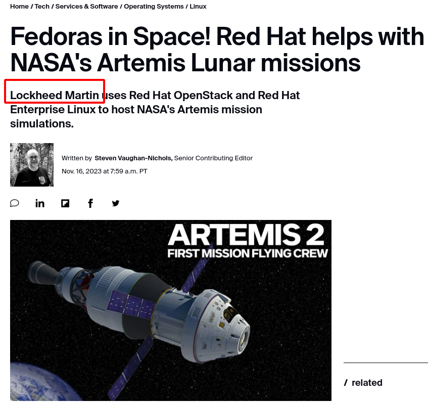 Fedoras in Space! Red Hat helps with NASA's Artemis Lunar missions