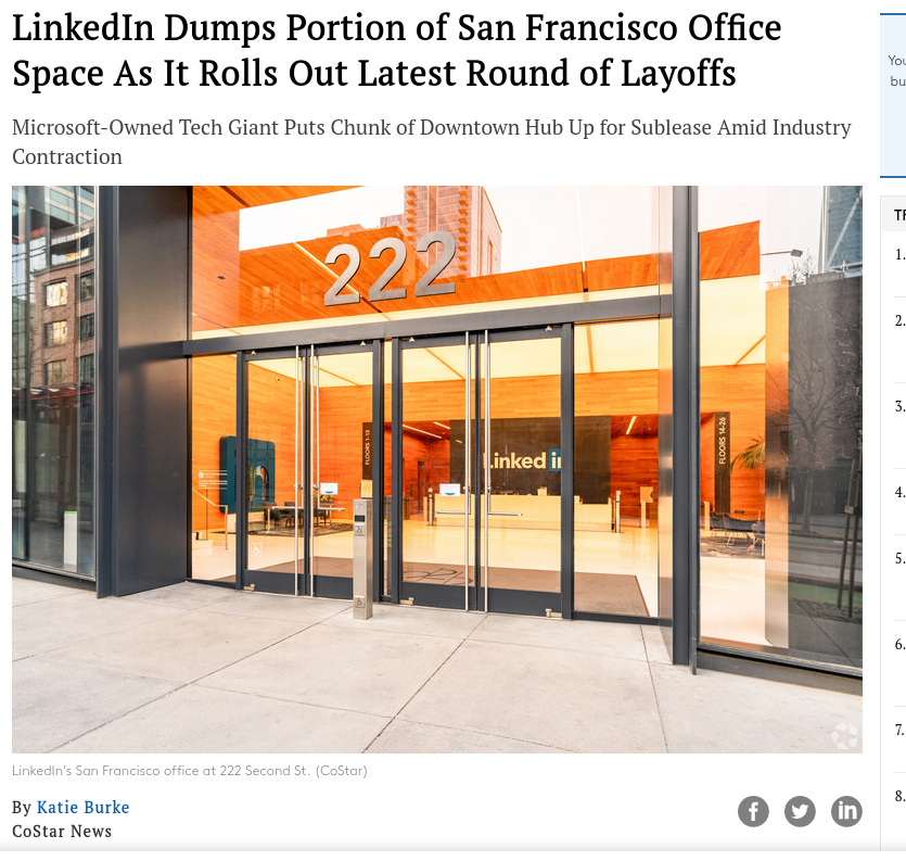 LinkedIn Dumps Portion of San Francisco Office Space As It Rolls Out Latest Round of Layoffs