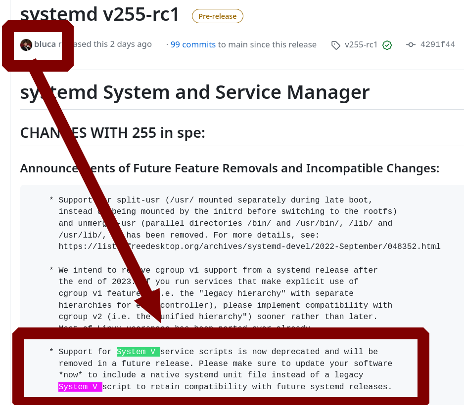 Support for System V service scripts is now deprecated and will be removed in a future release.