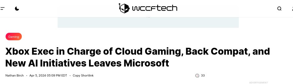 Xbox Exec in Charge of Cloud Gaming, Back Compat, and New AI Initiatives Leaves Microsoft
