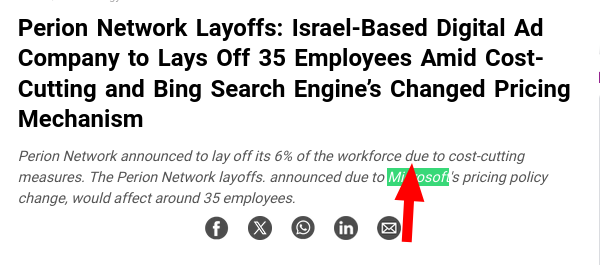 Perion Network Layoffs: Israel-Based Digital Ad Company to Lays Off 35 Employees Amid Cost-Cutting and Bing Search Engine’s Changed Pricing Mechanism