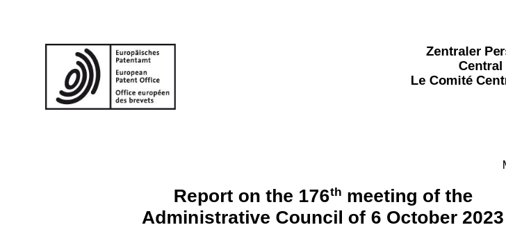 Report on the 176th meeting of the Administrative Council of 6 October 2023