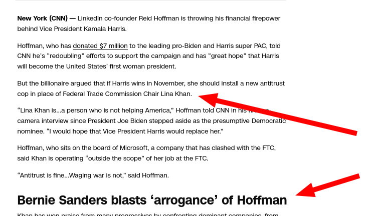 LinkedIn co-founder Reid Hoffman is throwing his financial firepower behind Vice President Kamala Harris.