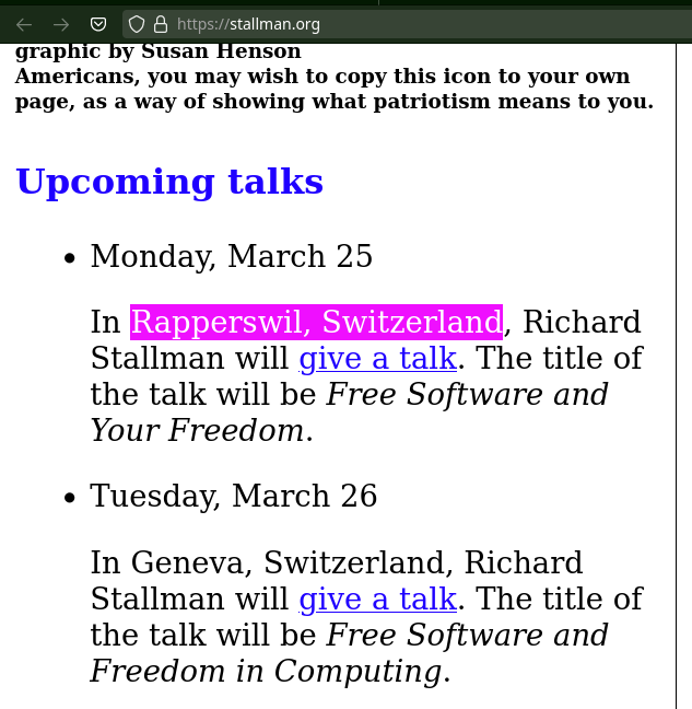 Richard Stallman's Talks in Switzerland