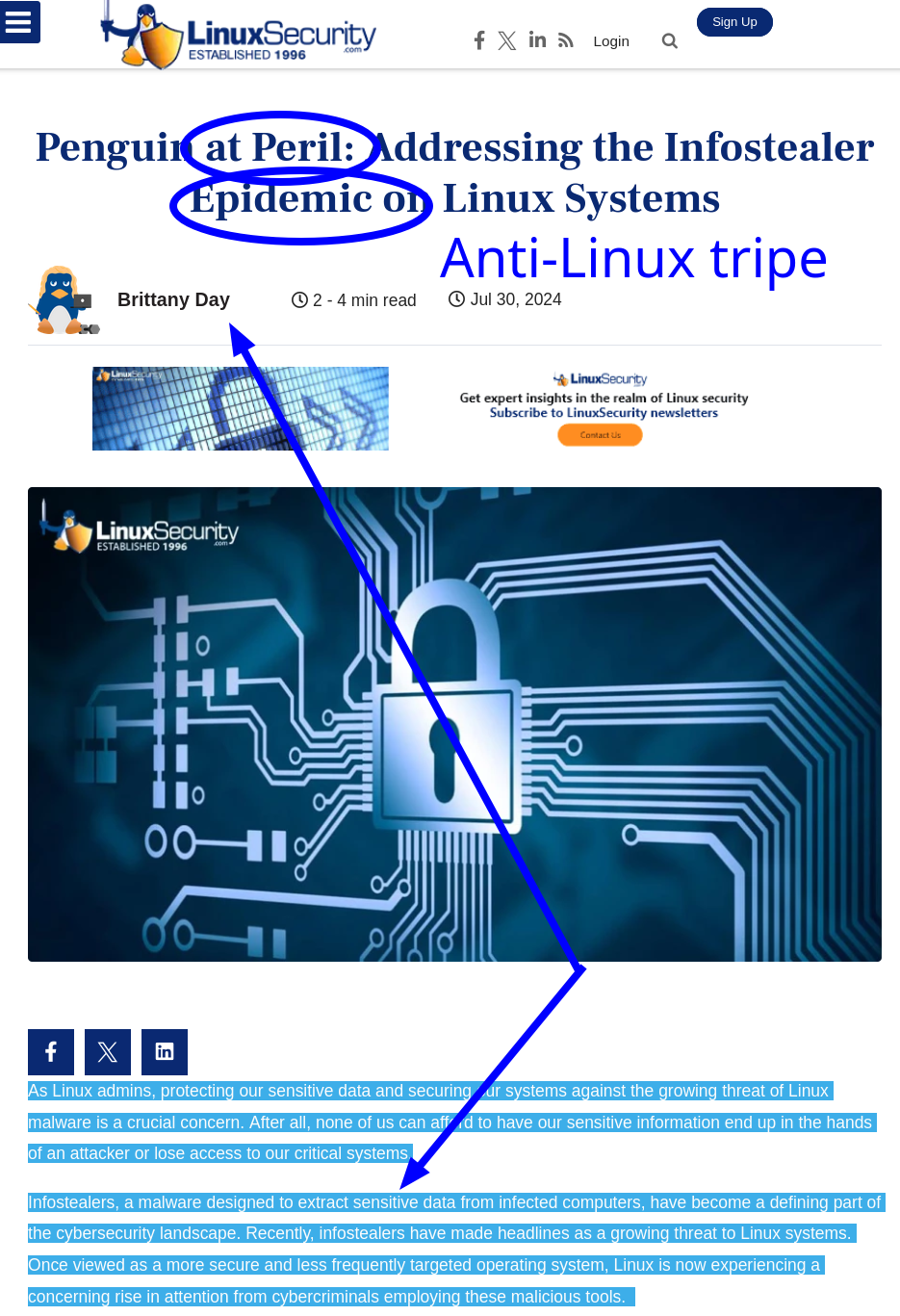 Penguin at Peril: Addressing the Infostealer Epidemic on Linux Systems: Anti-Linux tripe by Brittany Day