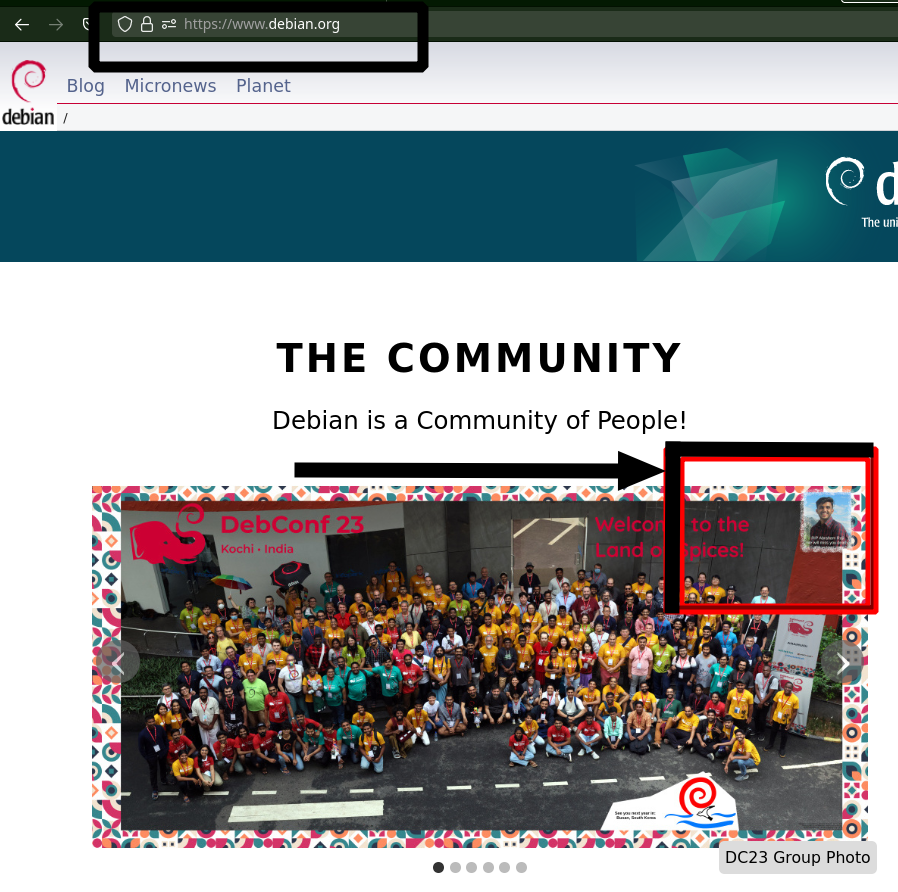 Debian.org front page