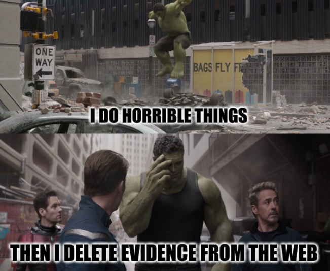 I do horrible things; Then I delete evidence from the Web