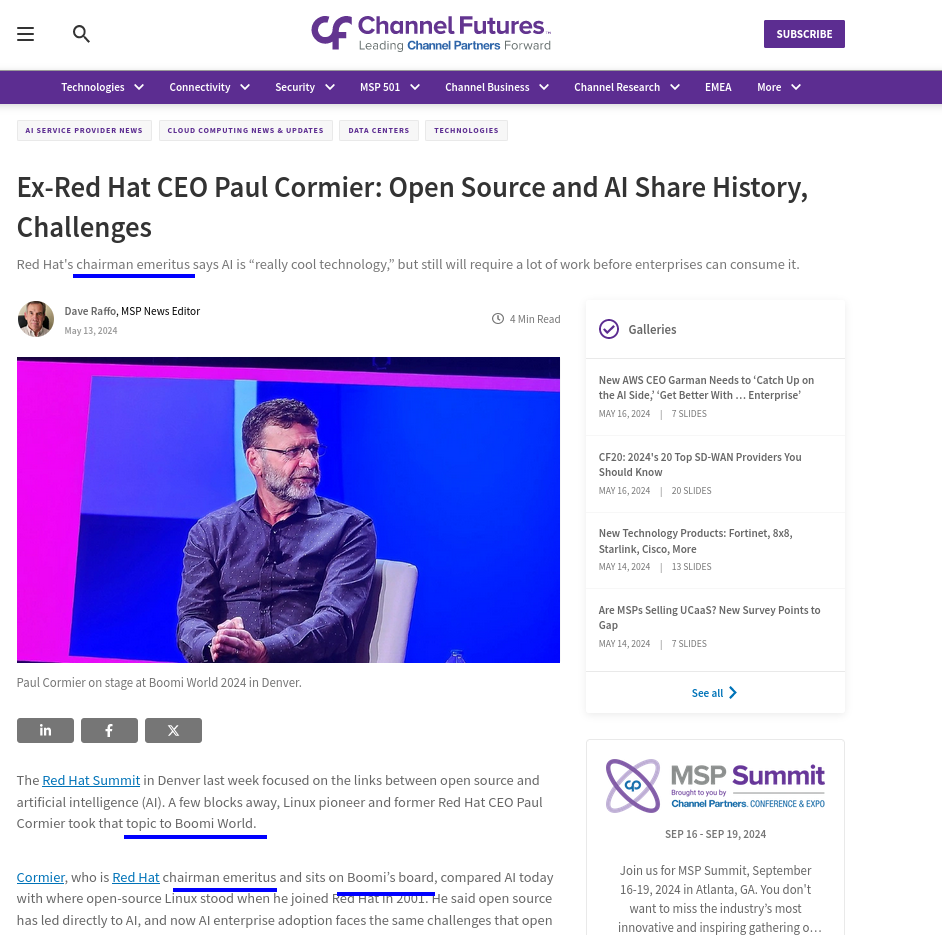 Ex-Red Hat CEO Paul Cormier: Open Source and AI Share History, Challenges